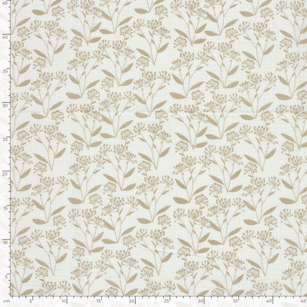 Muslin fabric Flowers Off White