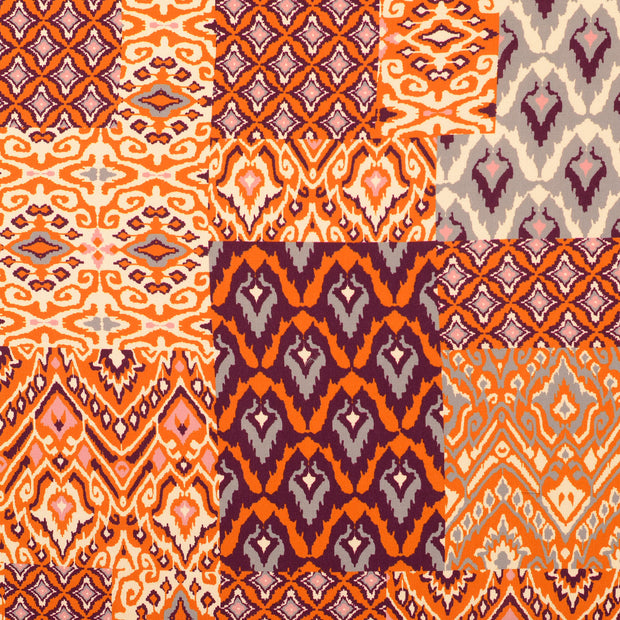 Popeline de Viscose tissu fleurs orange