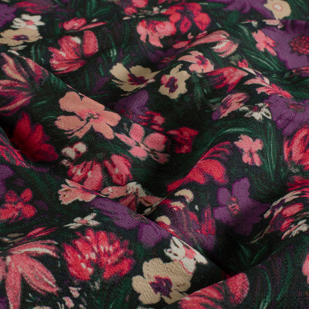 Viscose Nylon Ottoman fabrik Blumen Fuchsia