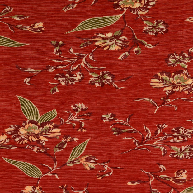 chiffon tissu fleurs bordeaux