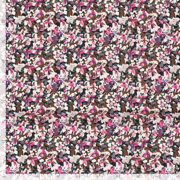 Viscose Poplin fabric Flowers Fuchsia