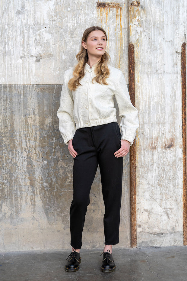 Heavy Knit fabric Abstract Off White