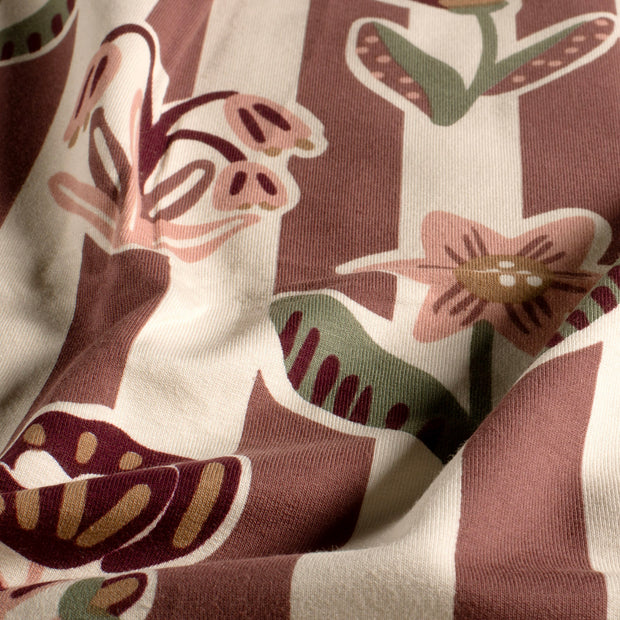 French Terry fabric Flowers Beige