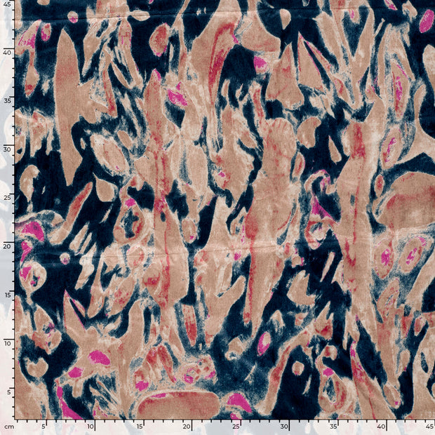 Satin Velvet fabrik Abstrakt Marine