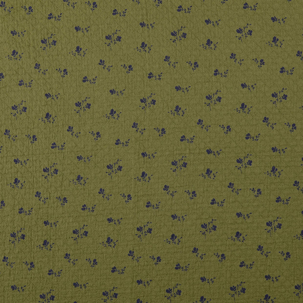  tissu fleurs Vert Olive