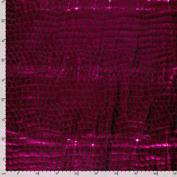 Lamé fabric Crocodiles Fuchsia