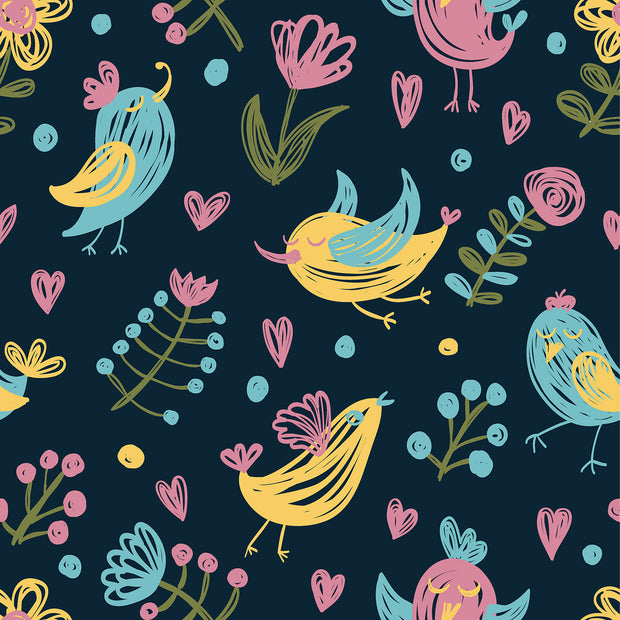 Aqua Protect (waterproof) fabric Birds Navy