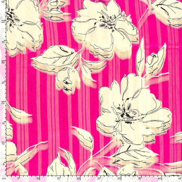 Chiffon fabric Flowers Fuchsia