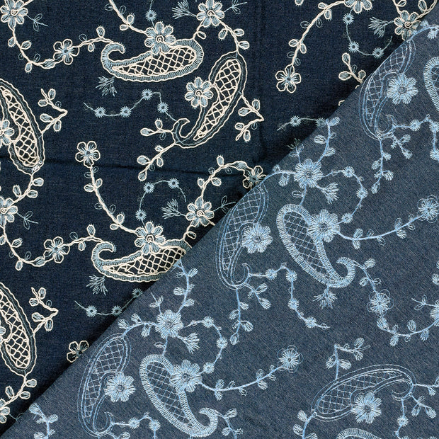 Denim fabric Paisley 