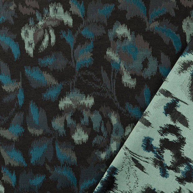 jacquard tissu Bleu Canard fil teint 