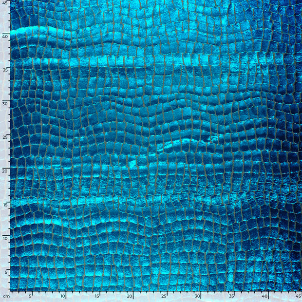 Lamé fabric Crocodiles Aqua