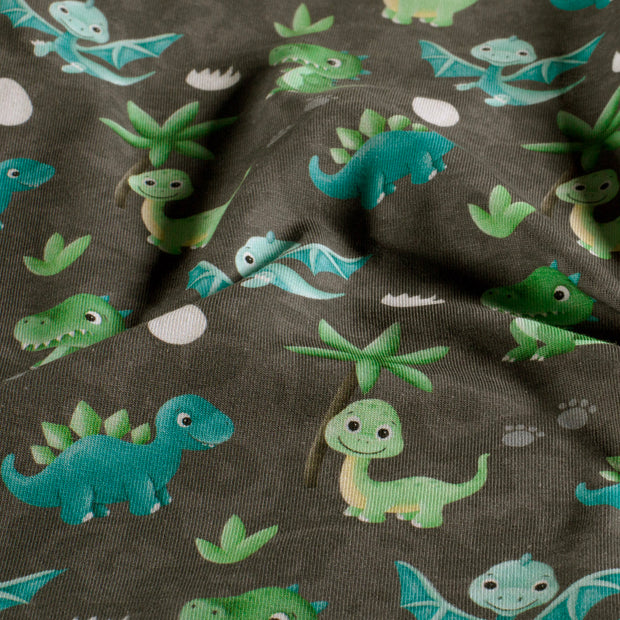 Jersey fabrik Dinosaurier Grau