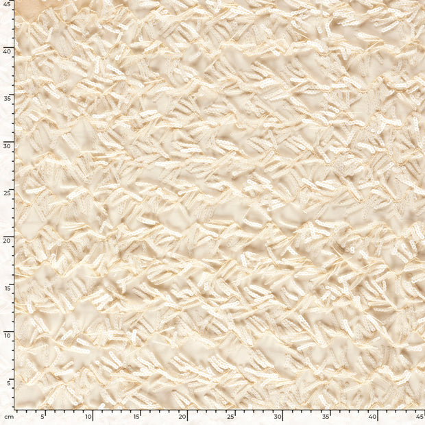 Maille tissu rayures Blanc cassé