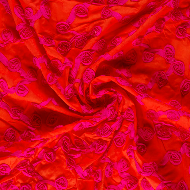 Voile fabric Red with application 