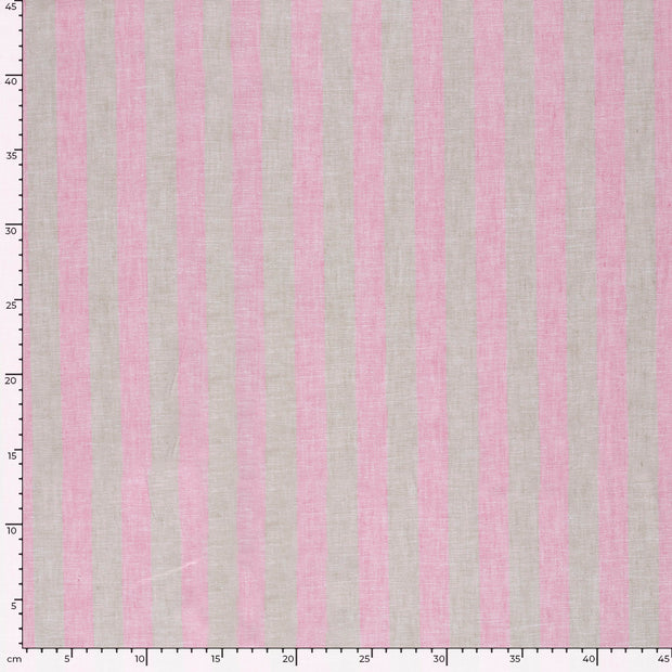Lin tissu rayures Rose