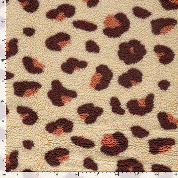 Sherpa Fleece fabrik Leoparden Beige