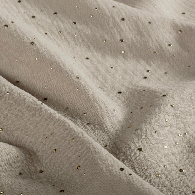 Double gaze tissu pois Beige