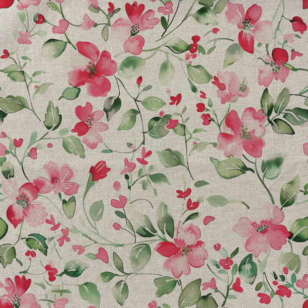 Aspect Lin tissu fleurs Fuchsia