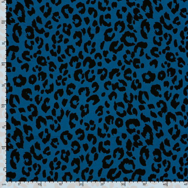 Twill Stretch fabric Leopards Indigo