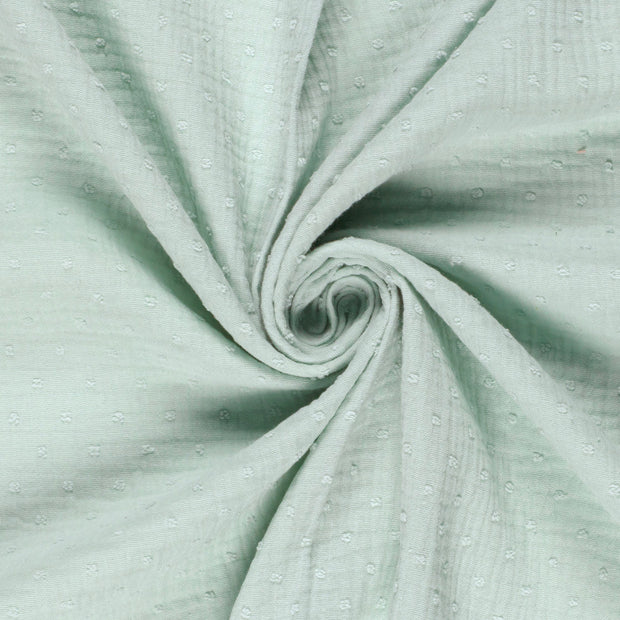 Double gaze tissu pois Menthe