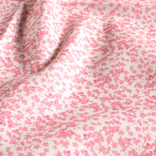 Sergé tissu fleurs Rose