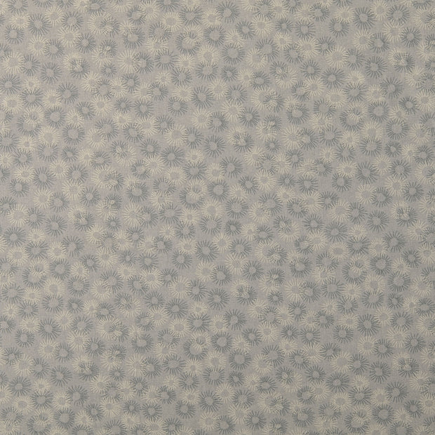Popeline de Coton tissu fleurs Gris