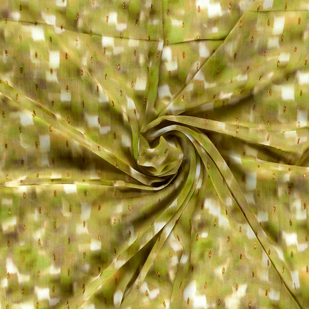 Chiffon fabric Khaki Green digital printed 