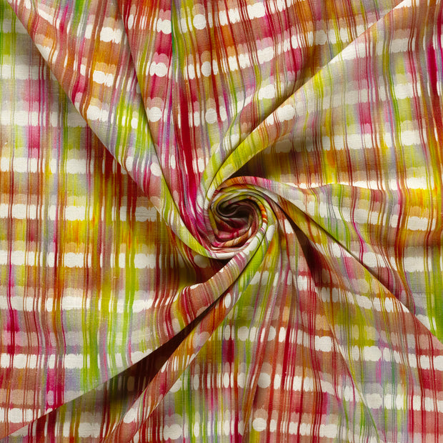 Viscose Lin Chaine et Trame tissu Blanc imprimé 