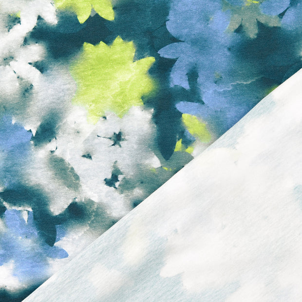 jersey coton tissu bleu imprimé digital 