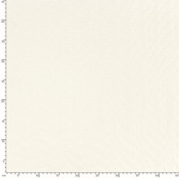 Cotton Poplin fabric Flowers Off White