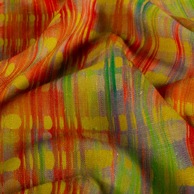 Viscose Lin Chaine et Trame tissu Abstrait Vert Citron