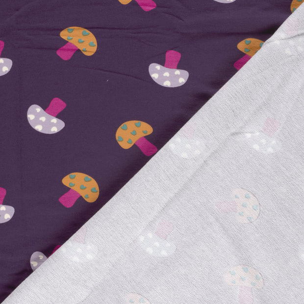 French Terry fabric Mushrooms brushed and digital printed 