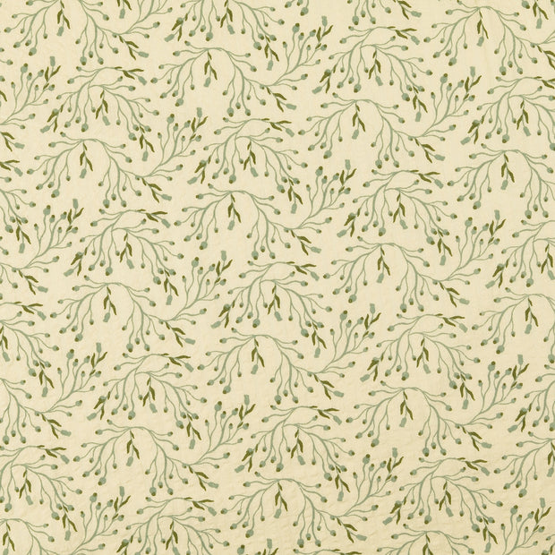 Seersucker tissu fleurs Vert Olive