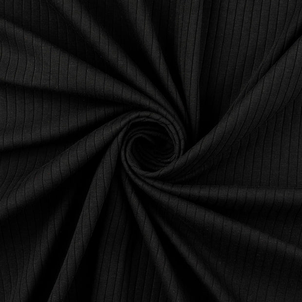 Rib Jersey tissu noir 