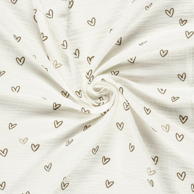 Double gaze tissu Blanc cassé imprimé 