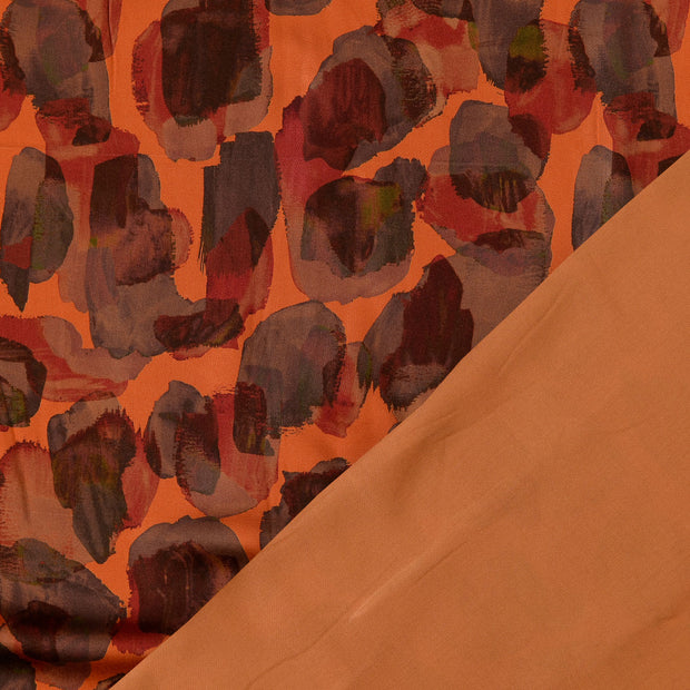 Viscose Poplin fabric orange digital printed 