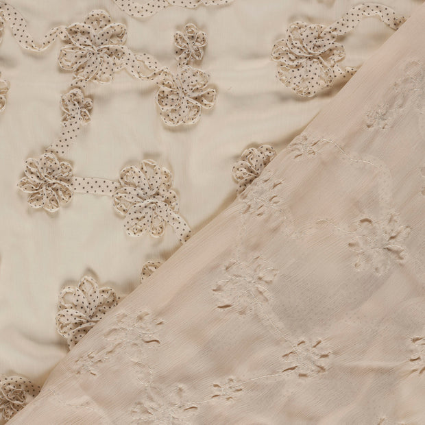 Chiffon tissu fleurs avec application 