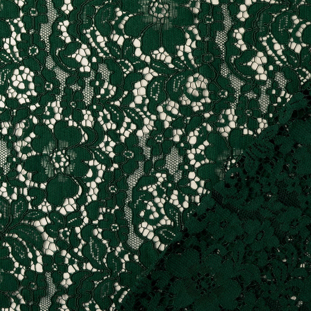 Lace fabric Forest Green embroidered with border 