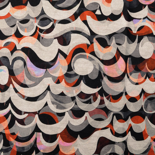 Cotton Jersey fabric Abstract Grey