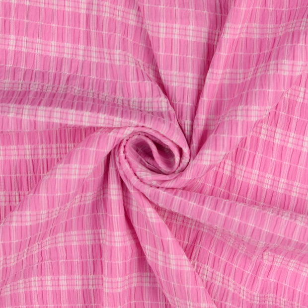 Seersucker fabric pink yarn dyed 