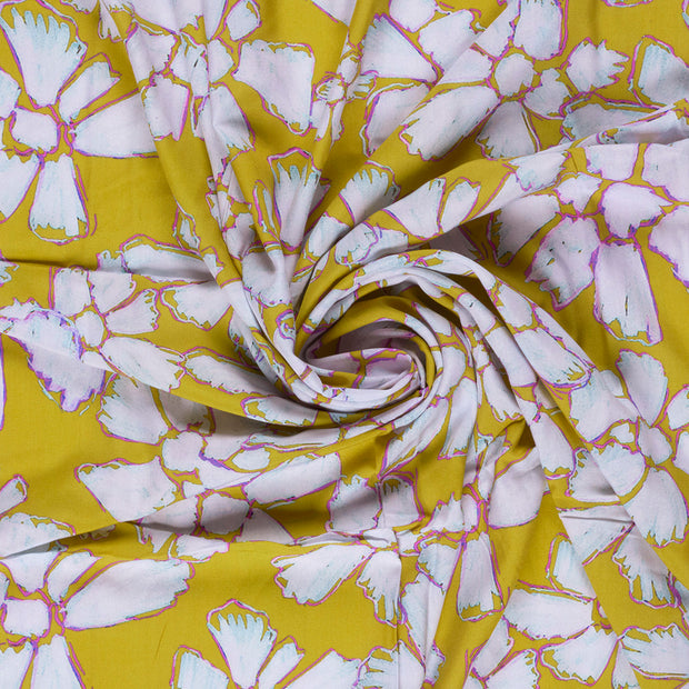 Viscose Poplin fabric Lime Green printed 