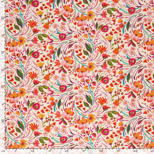 Panama tissu fleurs Beige