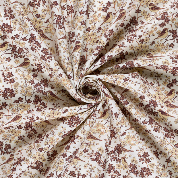Popeline de Coton tissu Blanc cassé imprimé 