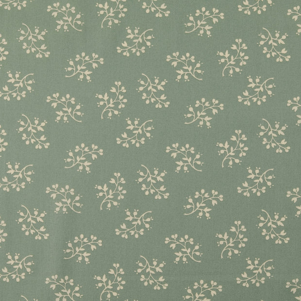 Cotton Poplin fabric Flowers Mint