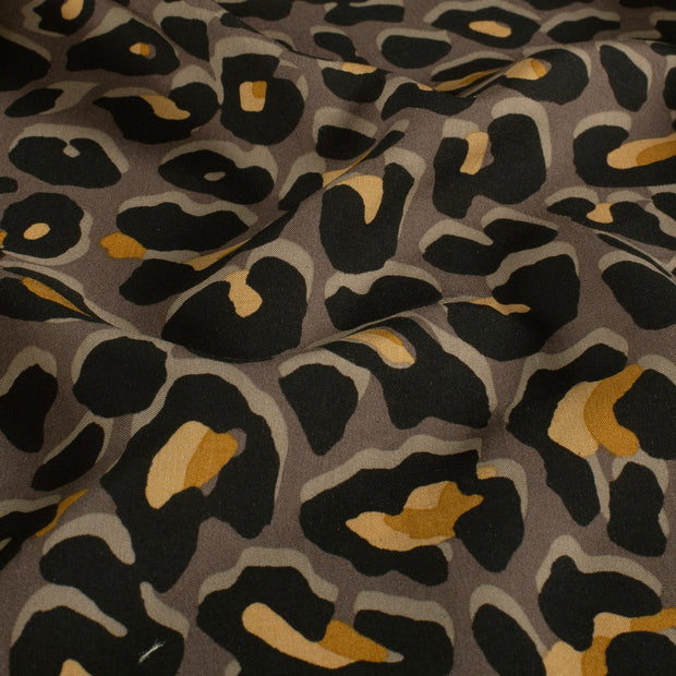 Popeline de Viscose tissu fleurs Gris