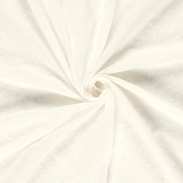 Cotton Poplin fabric Off White embroidered 