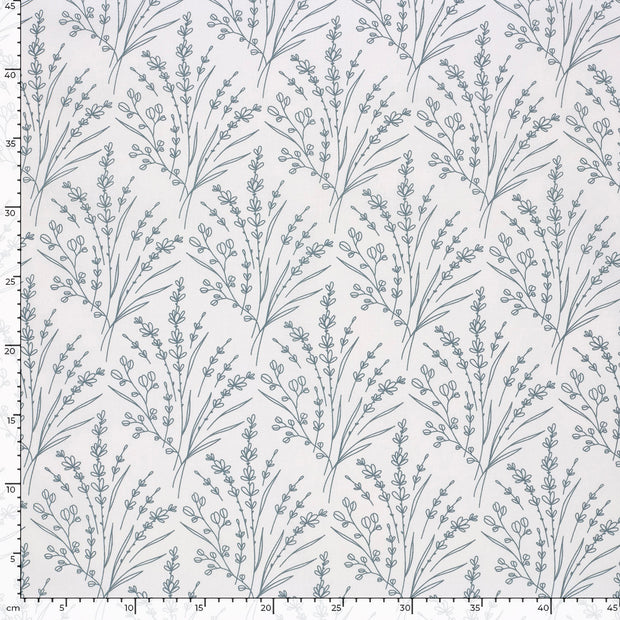 Popeline de Coton tissu fleurs Blanc cassé