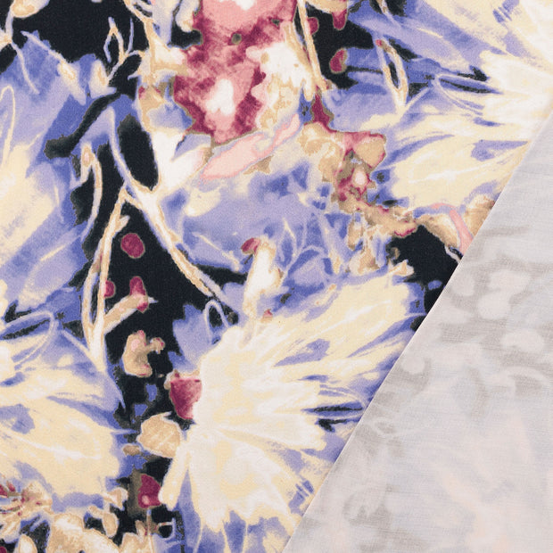 Viscose Satin tissu Lilas imprimé numérique 