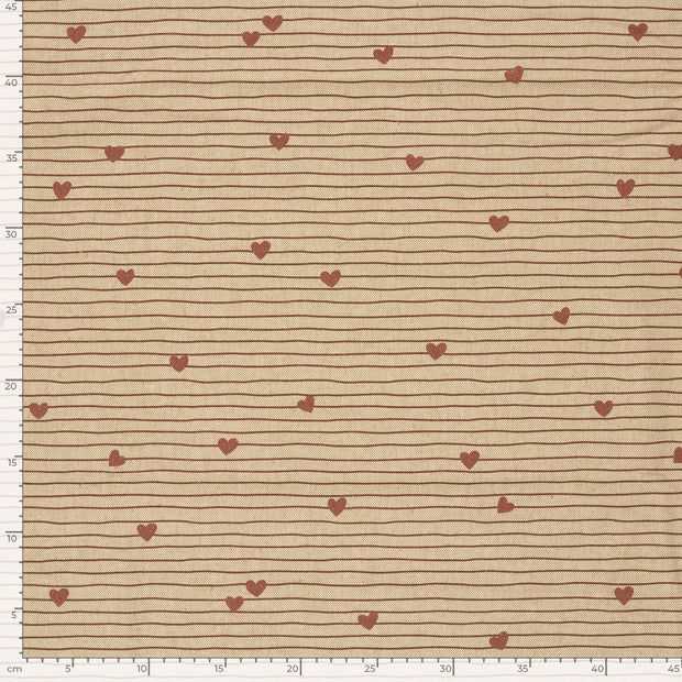 Aspect Lin tissu cœurs Beige