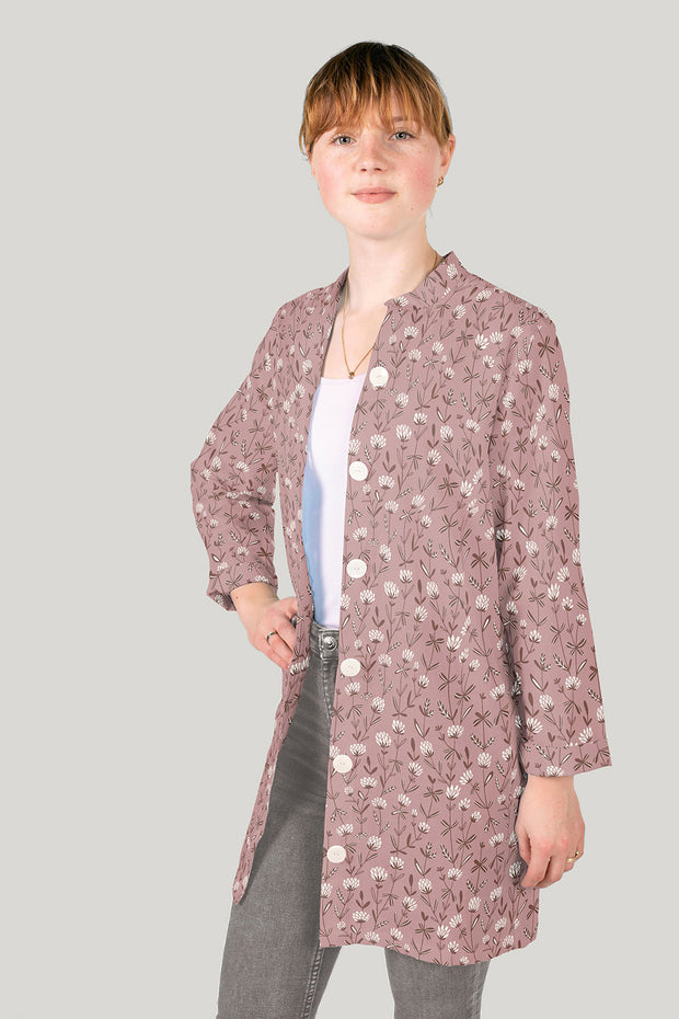 Cotton Poplin fabric Flowers Light Mauve